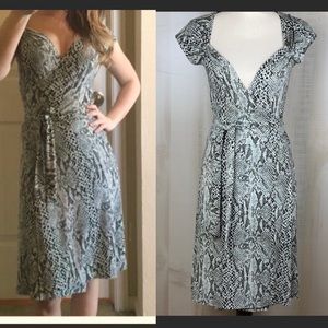 Norma Kamali snake print sweetheart midi wrap dress medium